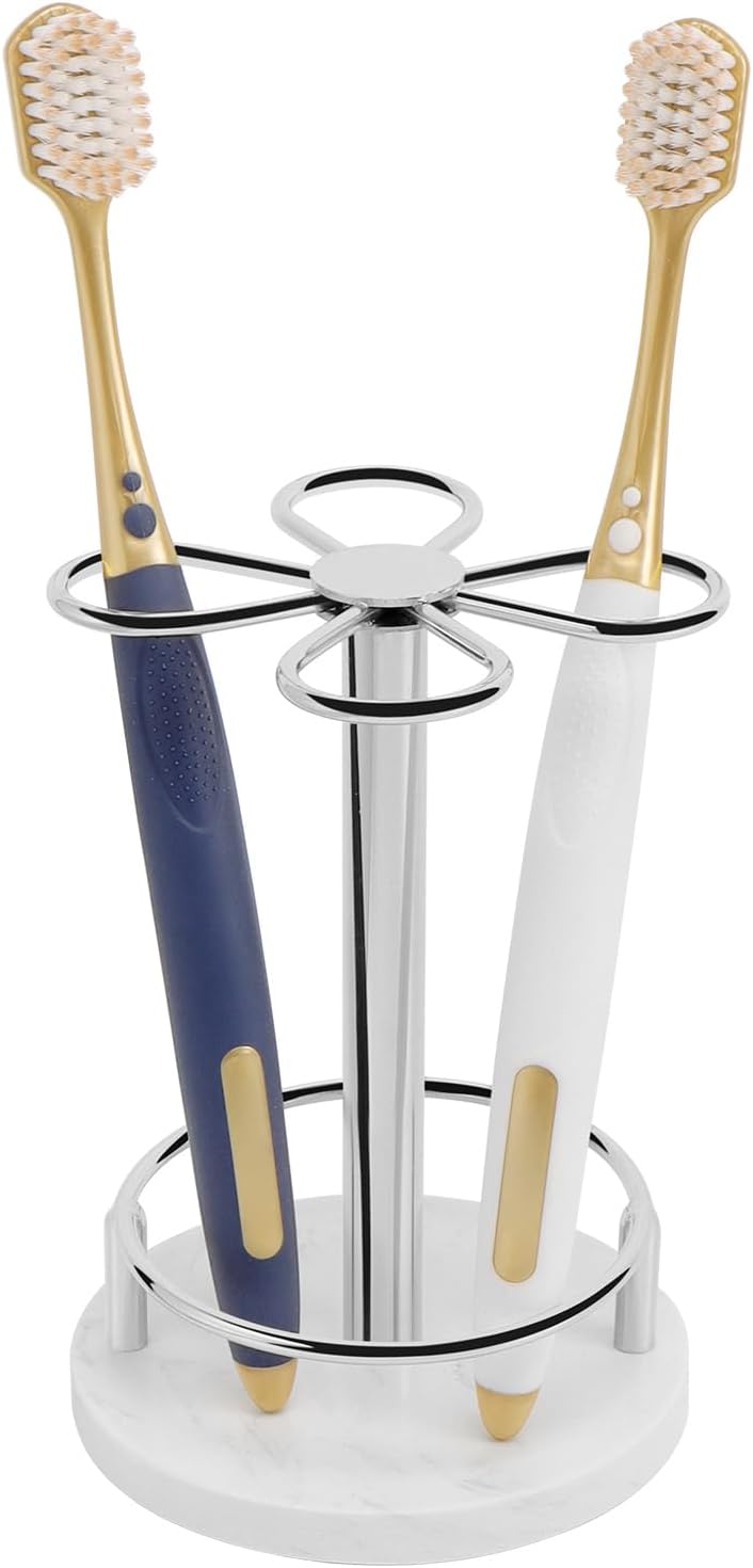 HarJue Chrome Toothbrush Holder with Marble Base