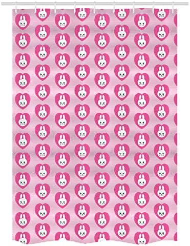 Ambesonne Cartoon Stall Shower Curtain with Hooks 54x78 Pink White