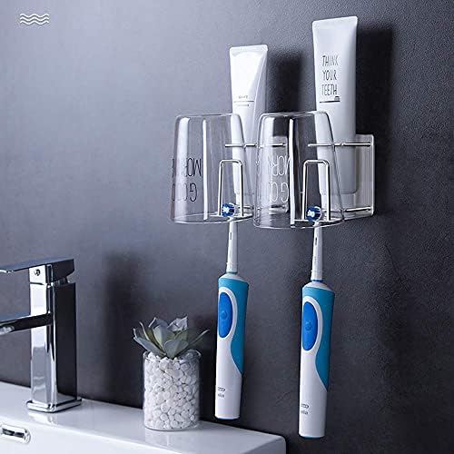 HANZE 3 in 1 Wall Mounted Toothbrush Holder 2 Pack Black