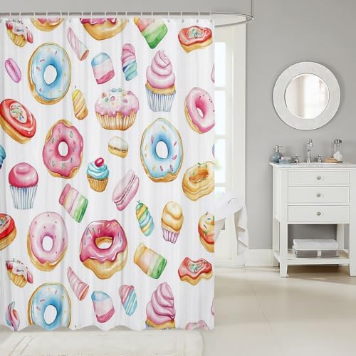 Feelyou Whimsical Dessert Shower Curtain Set 72x72