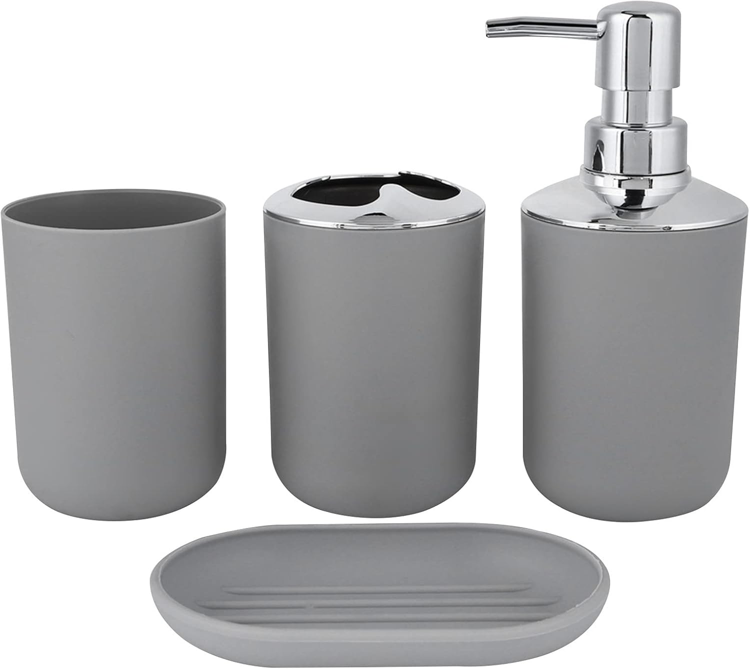 4 Piece Bathroom Accessory Set in Gray