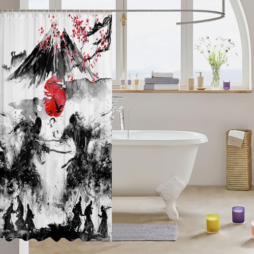 Feelyou Samurai Sunset Bath Curtain 72x72 Waterproof
