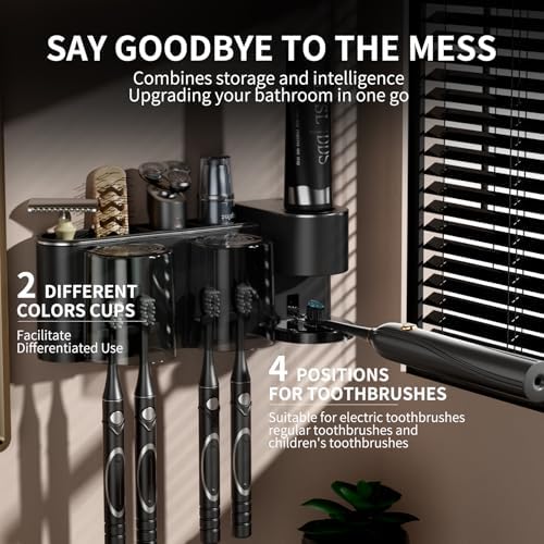 Blancel Toothbrush Holder Wall Mounted with Automatic Toothpaste Dispenser