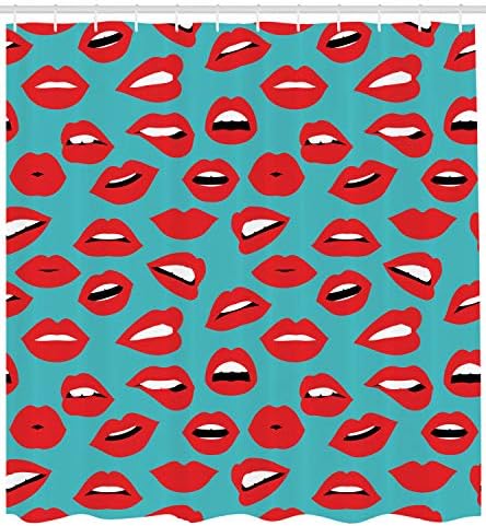 Ambesonne Kiss Shower Curtain Set with Hooks