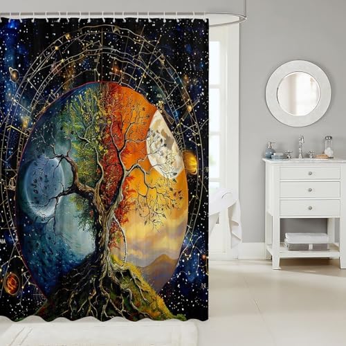 Feelyou Tree of Life Bath Curtain Set 72x78 for Kids