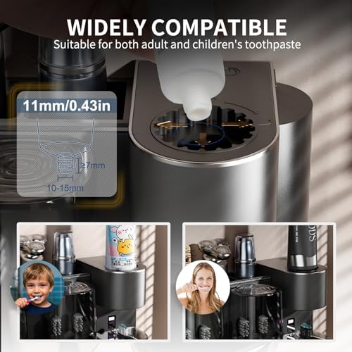 Blancel Toothbrush Holder Wall Mounted with Automatic Toothpaste Dispenser