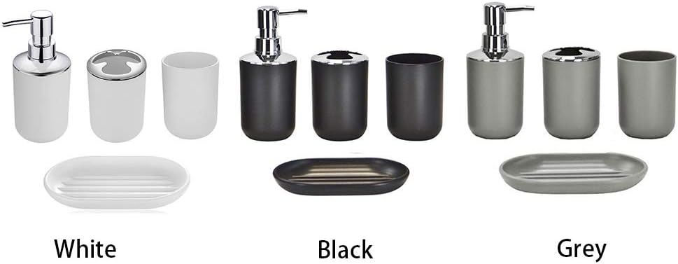 Plastic Bathroom Accessory Set 4 Piece Collection