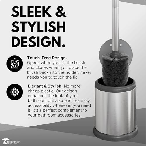 ToiletTree Chrome Toilet Brush with Lid and Holder