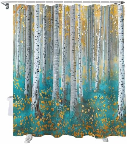 Funnywall88 72 Inches Branch Plant Art Shower Curtain Set with 12 Hooks