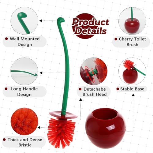 ADNIKIA Red Cherry Toilet Brush with Holder