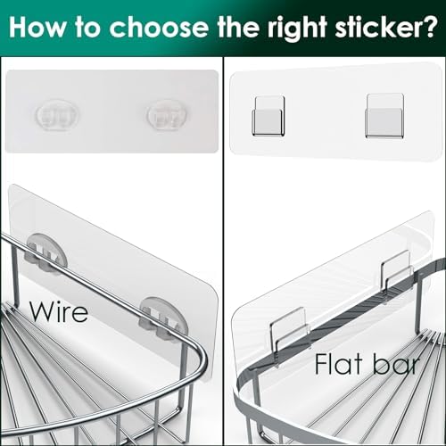 Jovware Adhesive Shower Caddy Hooks - 6 Pack Strong Transparent Flat Hooks