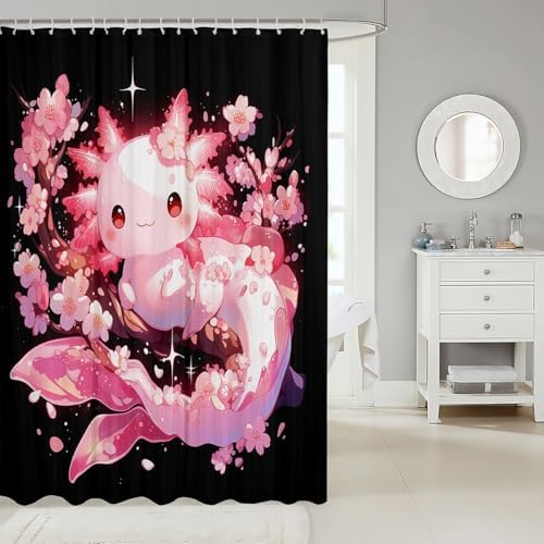 Feelyou Kawaii Axolotl Shower Curtain Set 72x78