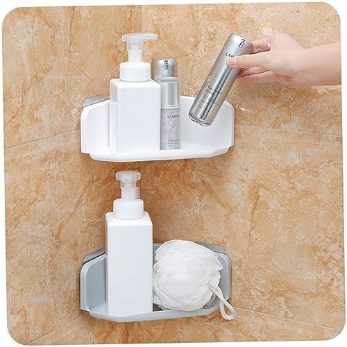 2pcs No Punching Triangle Storage Rack for Bathroom and Kitchen