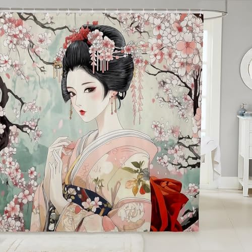 Feelyou Kids Japanese Geisha Shower Curtain Set