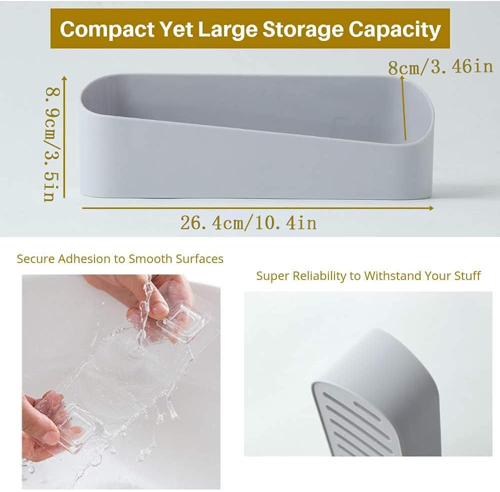 SUNFICON Adhesive Shower Caddy Wall Mounted Storage Rack Gray