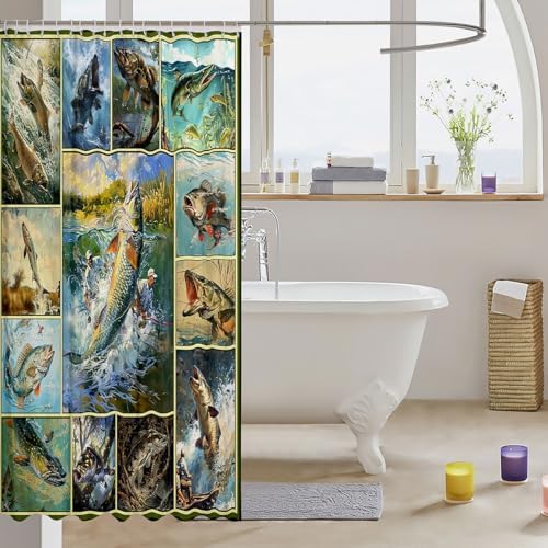 Feelyou Bass Fish Shower Curtain Set for Kids