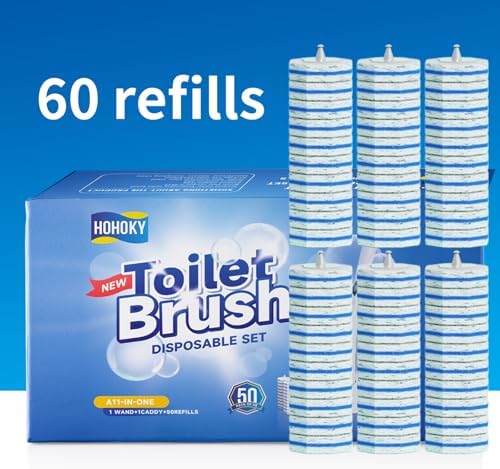 Hohoky 60pc Toilet Brush Refills 6 Groups of 10 Compatible with All Systems