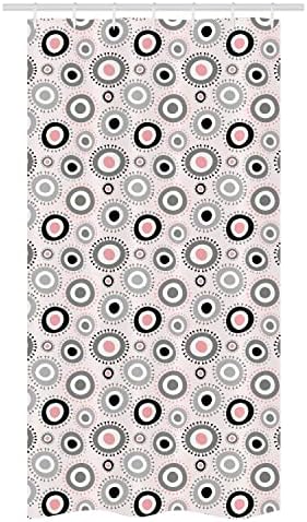 Ambesonne Geometric Stall Shower Curtain Set - 36x72 Grey Pale Pink White