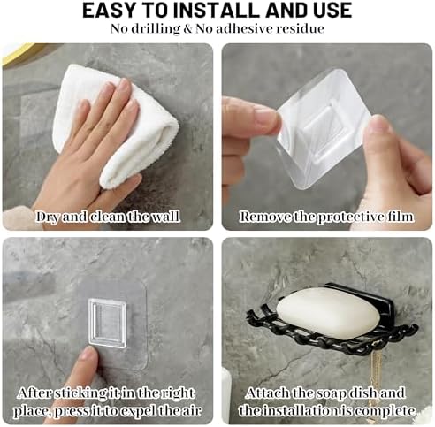 HASSLICKIT Soap Holder with Hooks 2 Pack Black