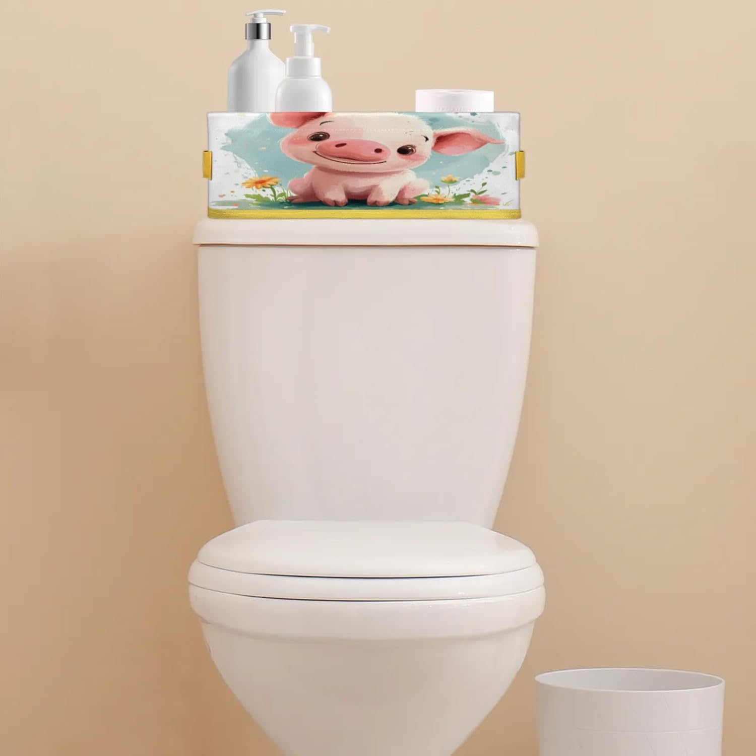 Cute Pinks Pig Toilet Paper Storage Basket with Handles