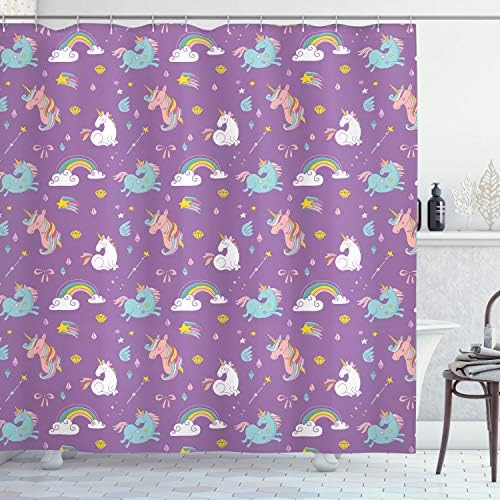 Ambesonne Magic Unicorn Rainbow Shower Curtain 69x84