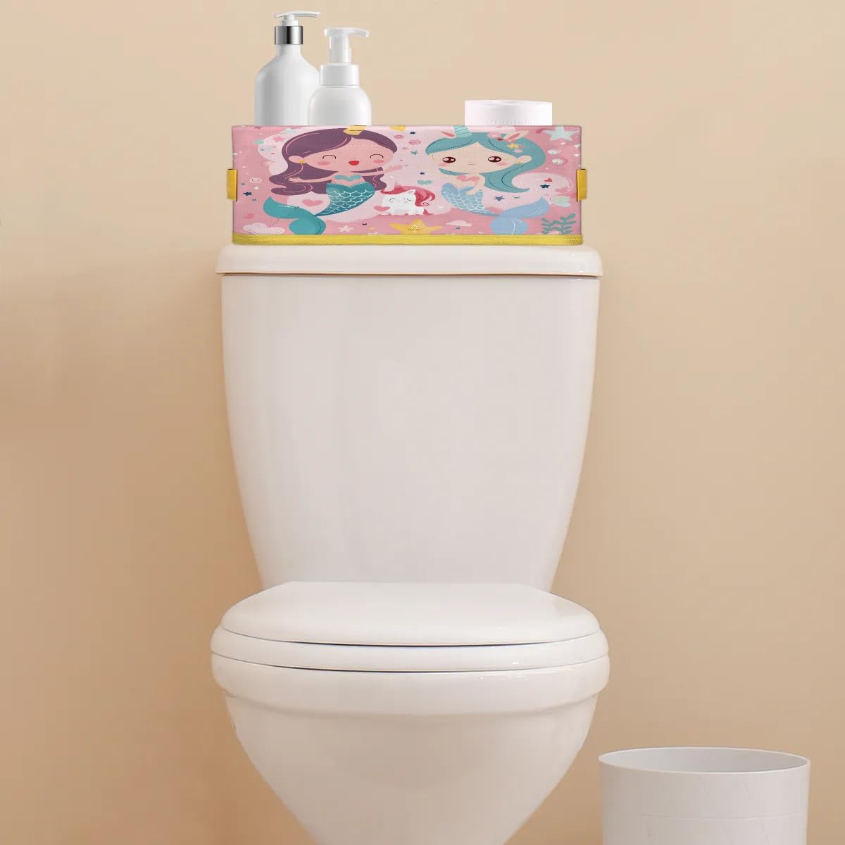 Tablerazzi Cute Cartoon Mermaid Toilet Paper Basket with Handle