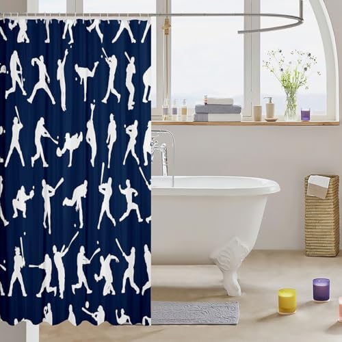 Feelyou Baseball Shower Curtain Set 72x72 Kids Baseball Player