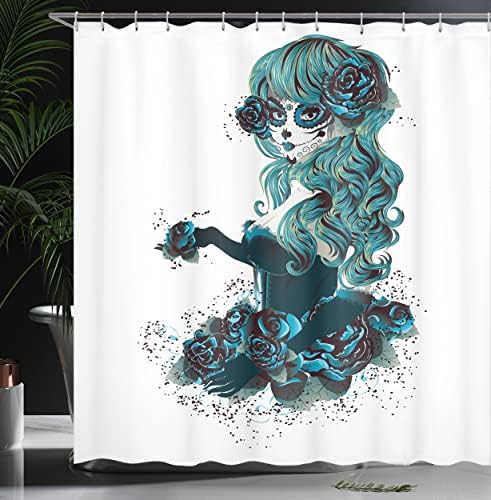 Ambesonne Skull Shower Curtain Set with Hooks