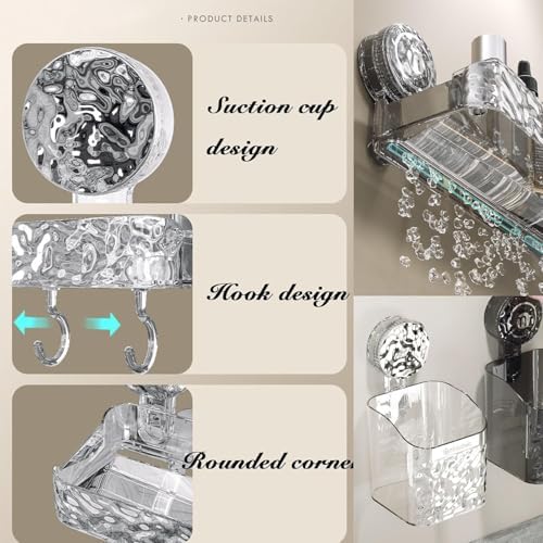 Firmstaunch Suction Cup Storage Box - No Drill Large Capacity B Grey