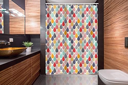 Ambesonne Geometric Raindrops Shower Curtain Set with Hooks