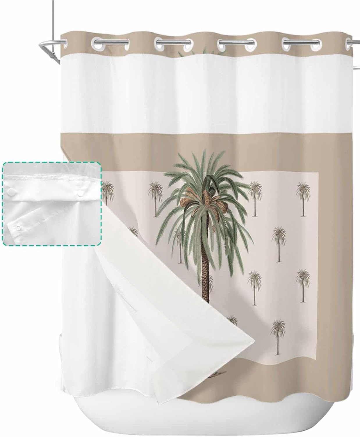 Prime Leader No Hook Geometric Shower Curtain Set 72x72 1