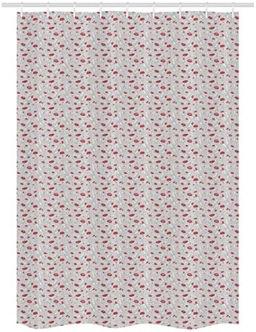 Ambesonne Hipster Shower Curtain Set Red Grey