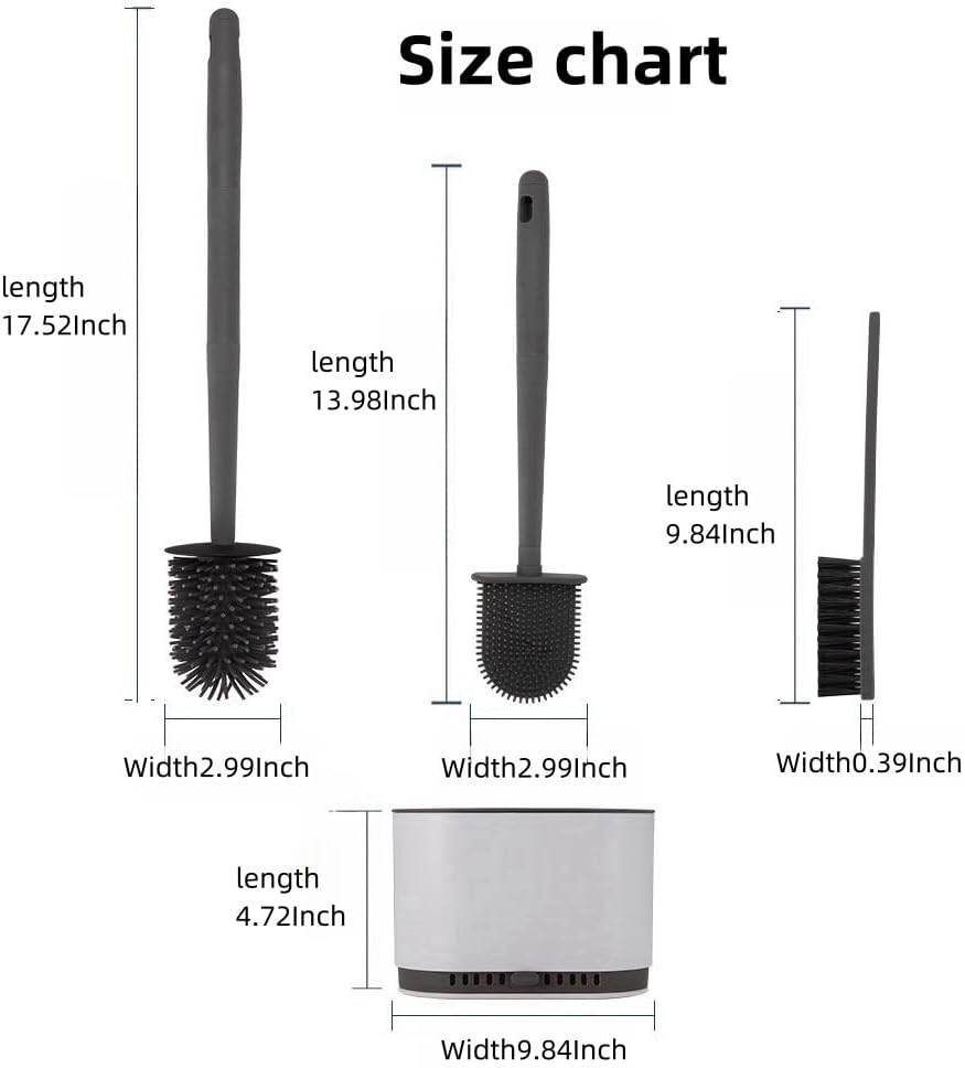 3-in-1 Toilet Brush Plunger Set with Bracket Gray