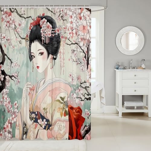 Feelyou Kids Japanese Geisha Shower Curtain Set