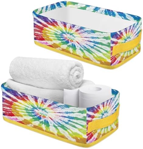 Snatocys Tie Dye Toilet Paper Basket with Handles 1