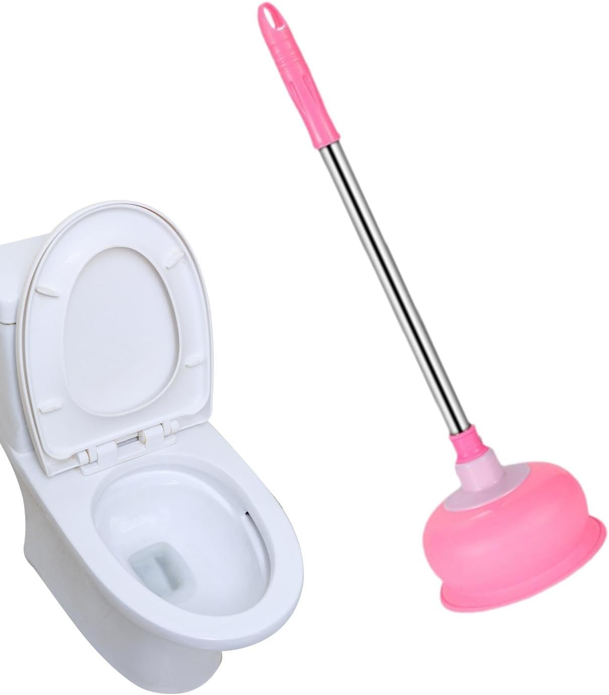 Pink Long Handle Toilet Plunger - Heavy Duty Clog Remover