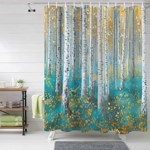 Funnywall88 72 Inches Branch Plant Art Shower Curtain Set with 12 Hooks