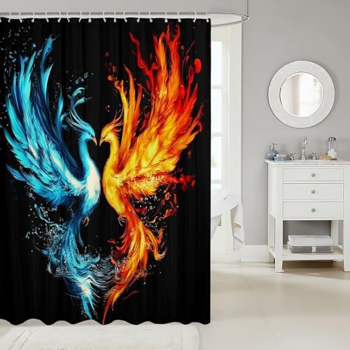 Feelyou Kids Phoenix Shower Curtain Set Blue Red 72x84