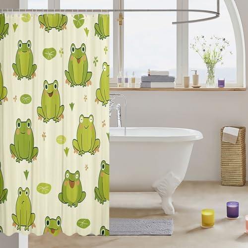 Feelyou Green Frog Shower Curtain Set 72x72