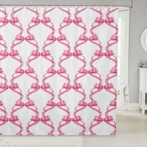 Feelyou Pink Bowknot Bath Curtain Set 72x72 Kids Princess Style 1