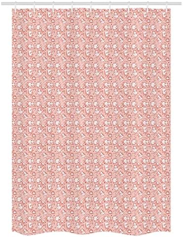 Ambesonne Hippo Stall Shower Curtain Set 54x78 White Coral Red