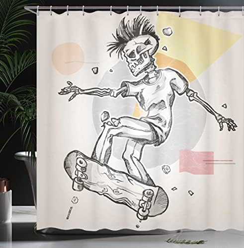 Ambesonne Skull Shower Curtain Set with Hooks 1