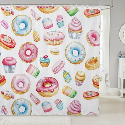 Feelyou Whimsical Dessert Shower Curtain Set 72x72