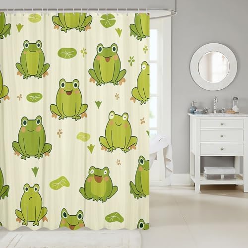 Feelyou Green Frog Shower Curtain Set 72x72