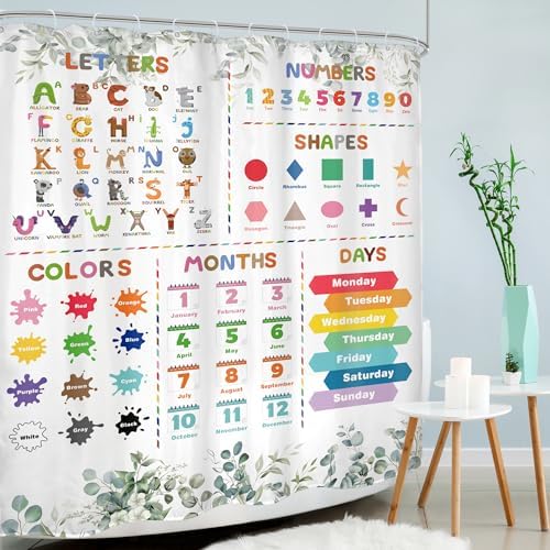 Mitpok Kids Alphabet ABC Cartoon Animal Shower Curtain