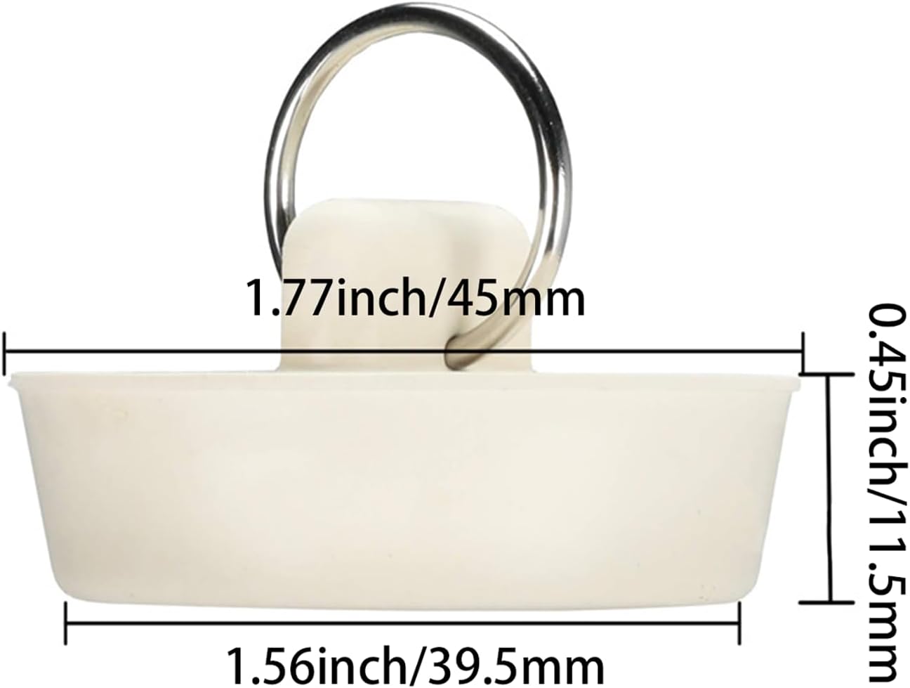 4 Pcs White Rubber Drain Stoppers for 1-58 Inch Pipes