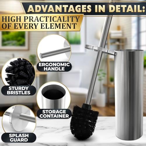 Novsix Stainless Steel Toilet Brush and Holder Set