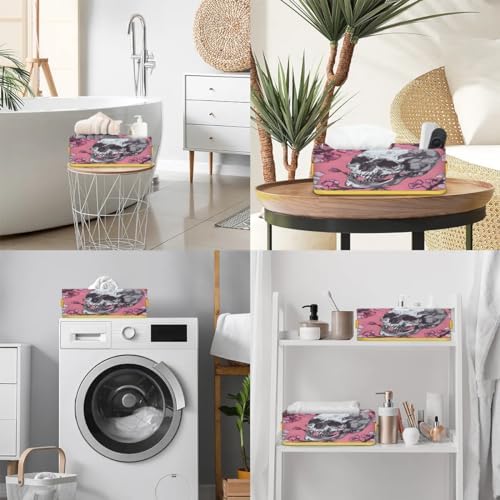 Tablerazzi Pinks Skull Toilet Paper Basket with Handle