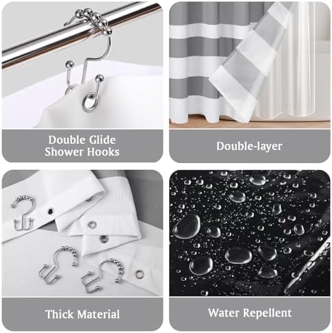 Tranqun Boho Farmhouse Shower Curtain Set with Tassel and Clear Liner