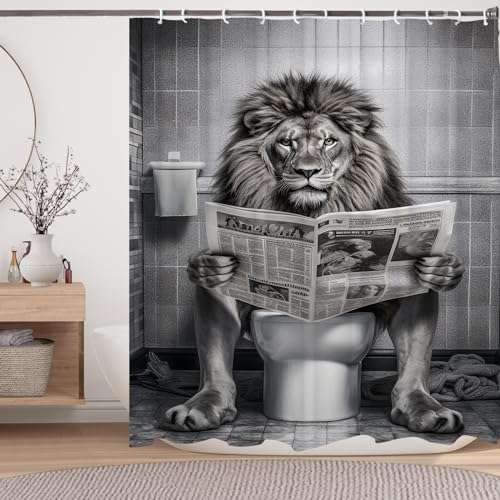 Funny Lion Shower Curtain Set for RV Travel